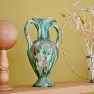 Vase amphore en céramique émaillée vert menthe
