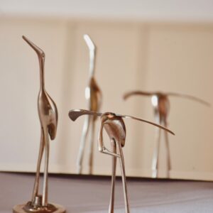 Duo de grues en laiton